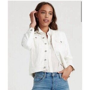Lucky Brand Women's Tomboy Trucker Jacket true White denim jacket size large